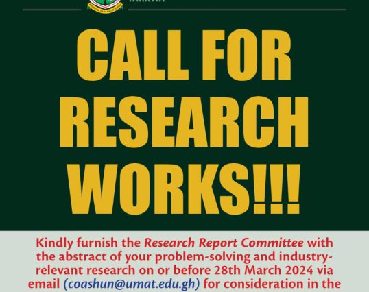Call for Abstracts of Research Works for UMaT Maiden Research Report